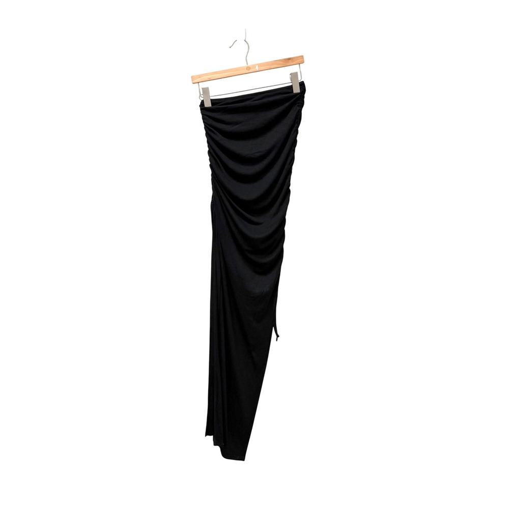 Superdown Black Ruched‎ Side Slit Maxi Skirt Size Small - Picture 3 of 8
